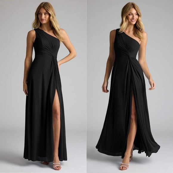 Azazie Dresses & Skirts - NWT Azazie Brooke Black One Shoulder Dress